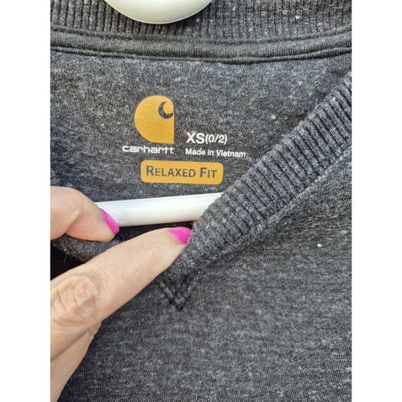 Carhartt Women's Spellout Sweatshirt Grey Long Sleeves Size XS EUC - Picture 5 of 10